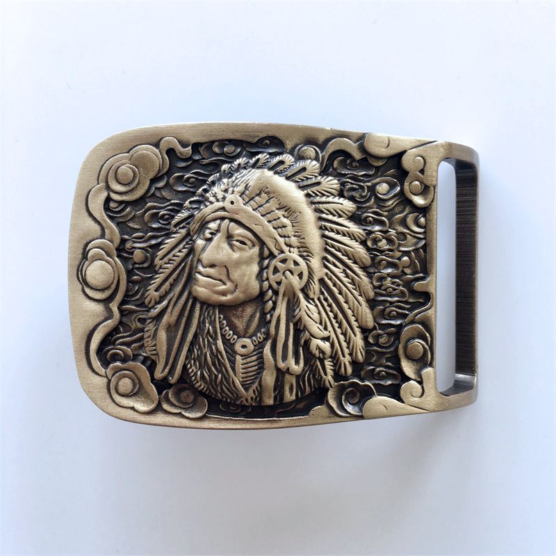 New Western Chief Cowboy Rectangle Solid Brass Belt Buckle BUCKLE-BS015