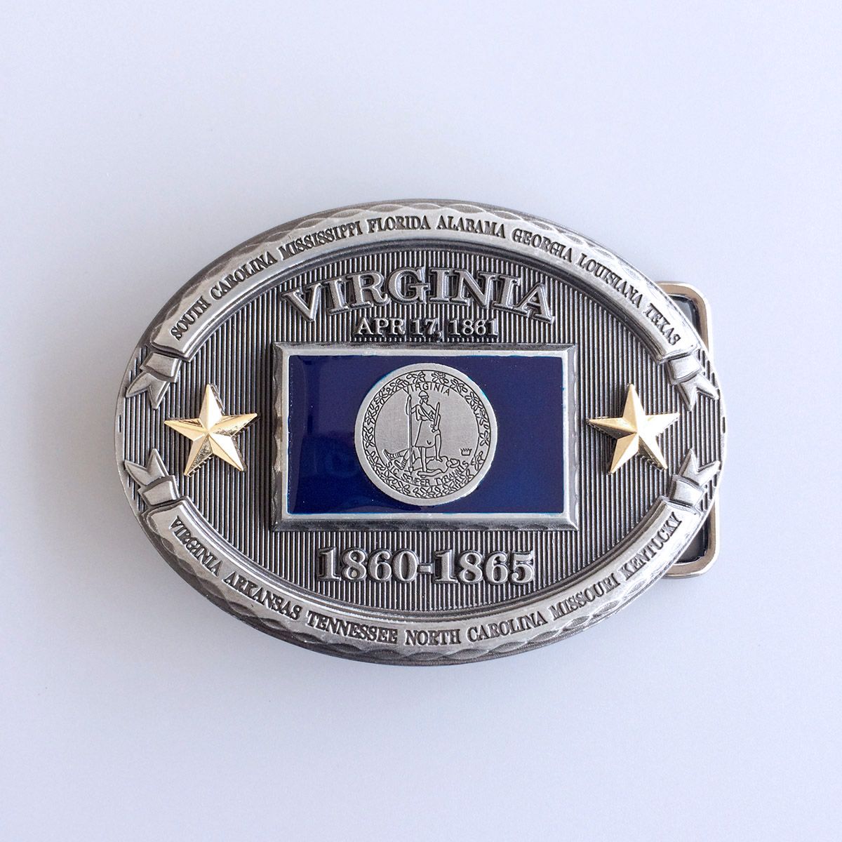 Vintage Virginia Oval State Flag Belt Buckle Gurtelschnalle Boucle de ceinture FG019