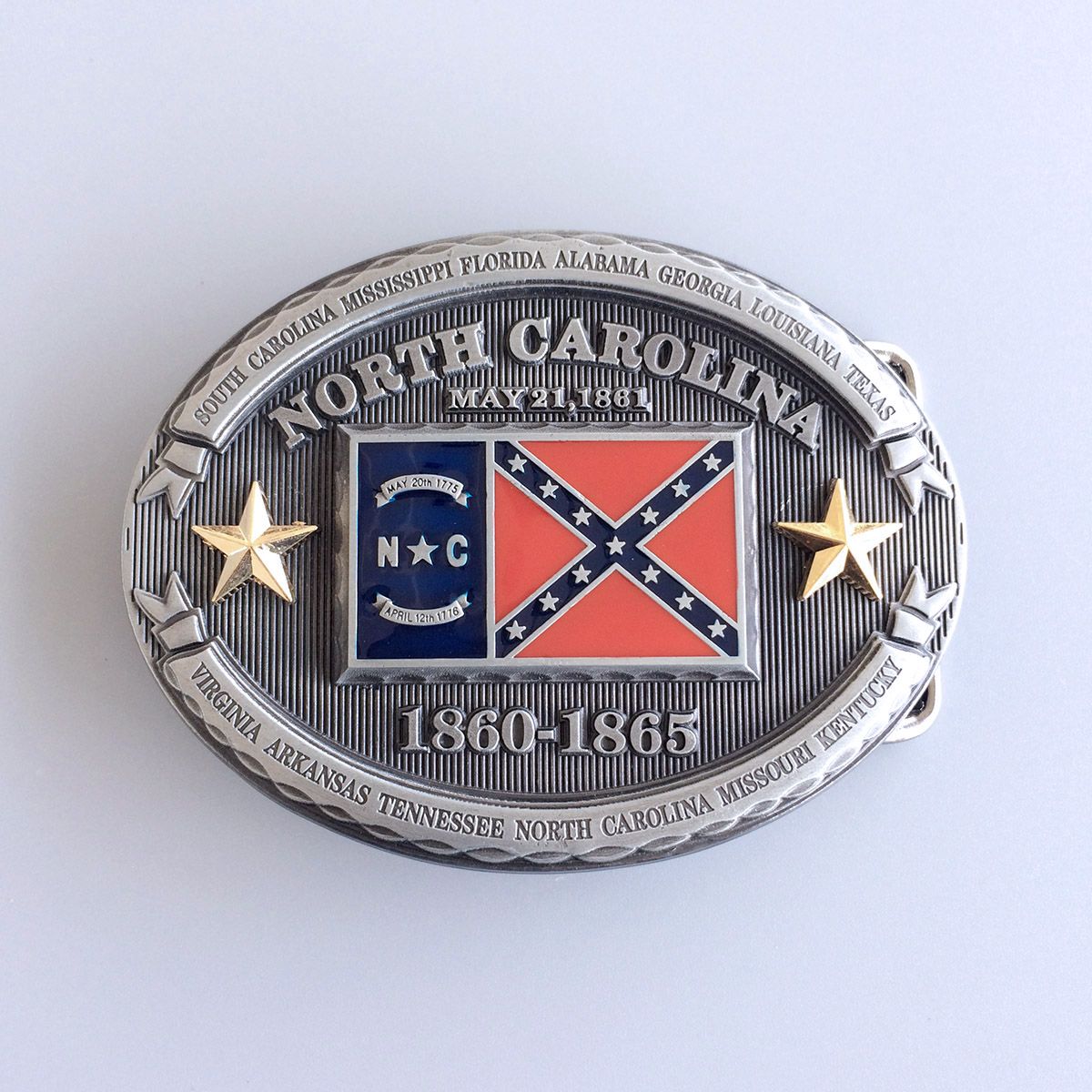 Vintage North Carolina Oval Flag Belt Buckle Gurtelschnalle Boucle de ceinture FG023