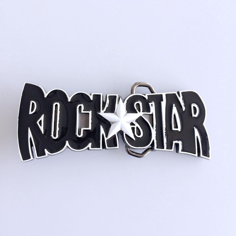 Black Enamel Star Music Belt Buckle BUCKLE-MU051BK