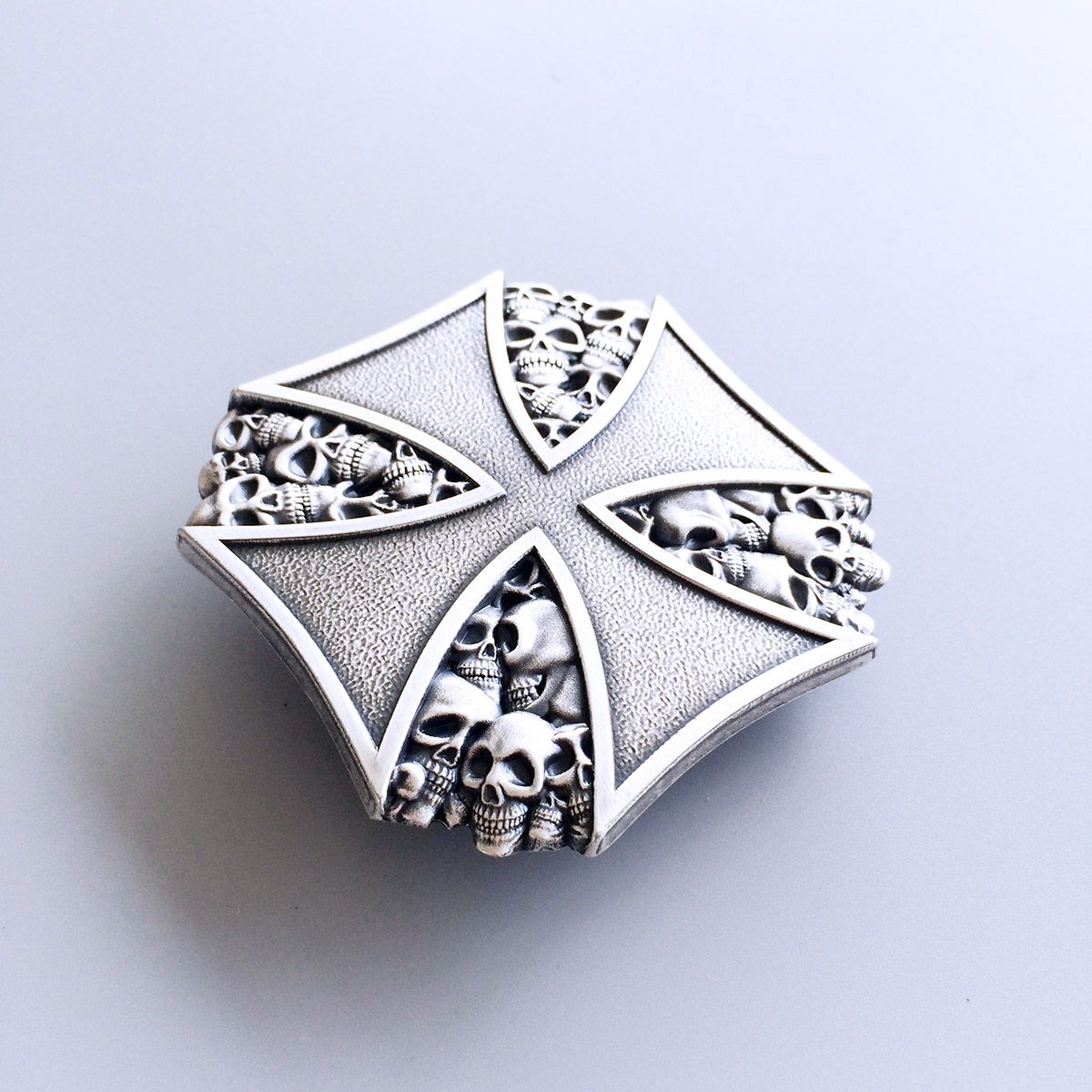 Vintage Silver Plated Heavy Metal Skull Cross Belt Buckle Gurtelschnalle Boucle de ceinture BUCKLE-OC023SL