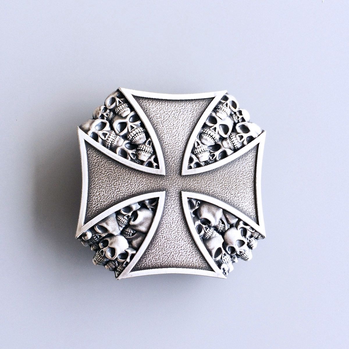Vintage Silver Plated Heavy Metal Skull Cross Belt Buckle Gurtelschnalle Boucle de ceinture BUCKLE-OC023SL
