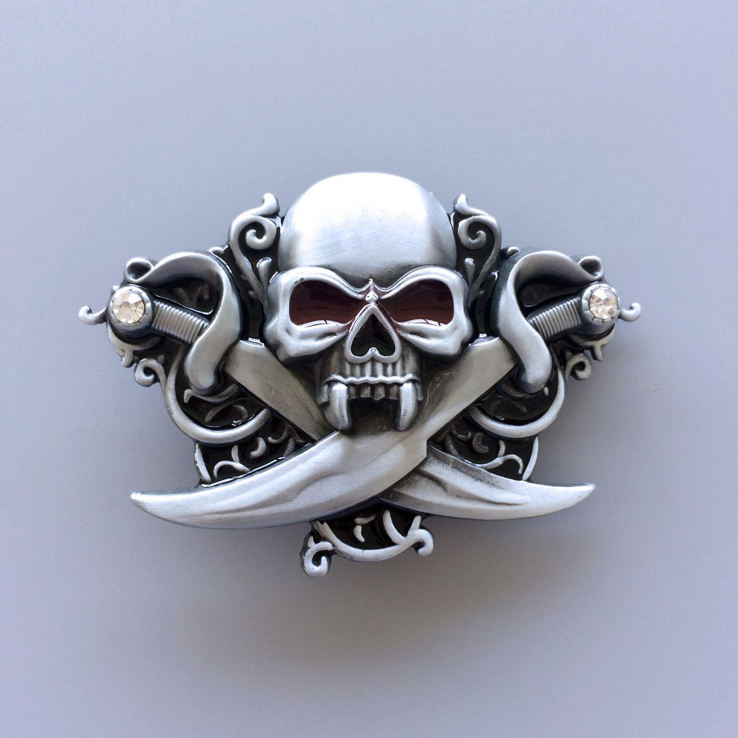 New Classic Skull Emo Rhinestones Bling Belt Buckle
