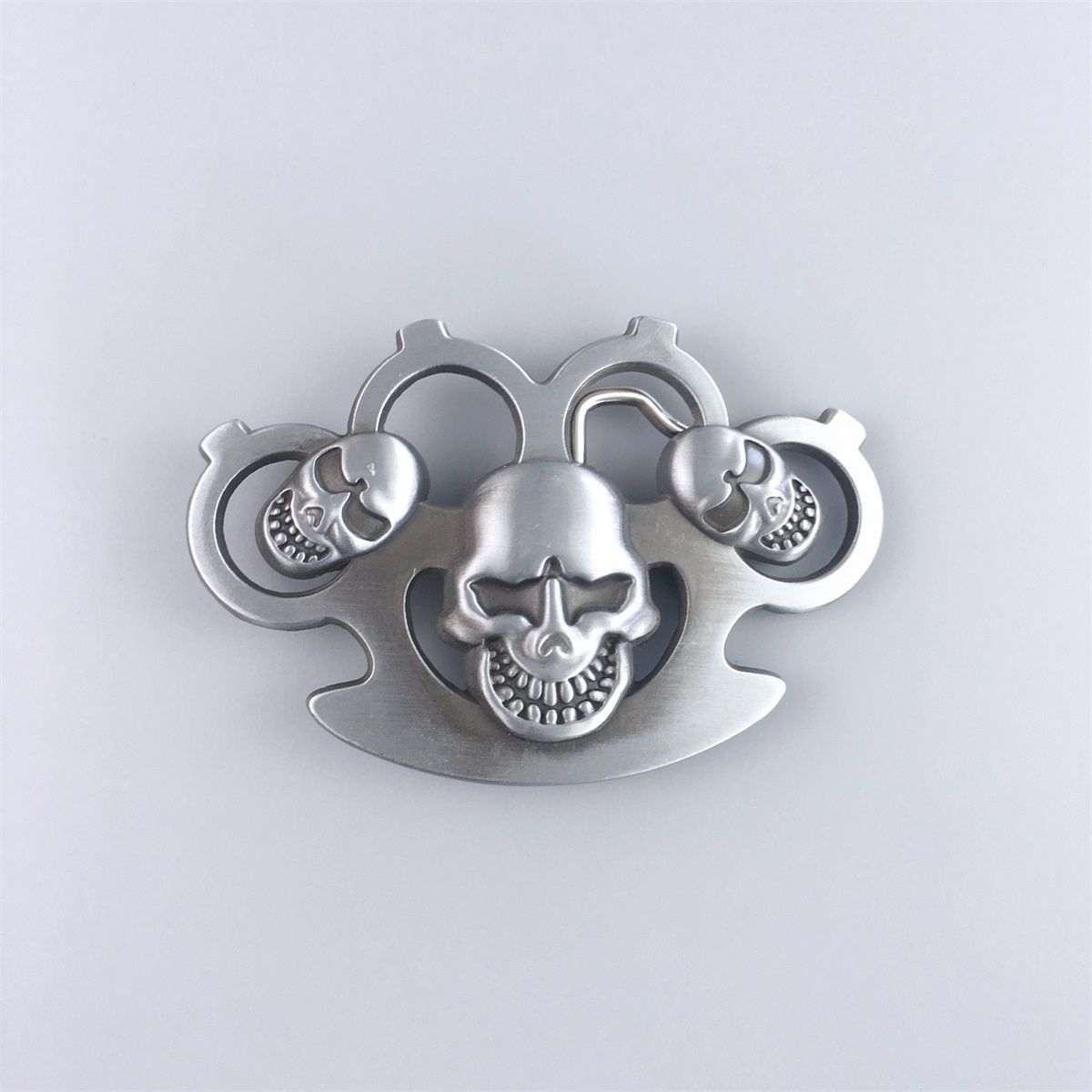 Antique Brushed Silver Three Emo Skulls Belt Buckle Gurtelschnalle Boucle de ceinture