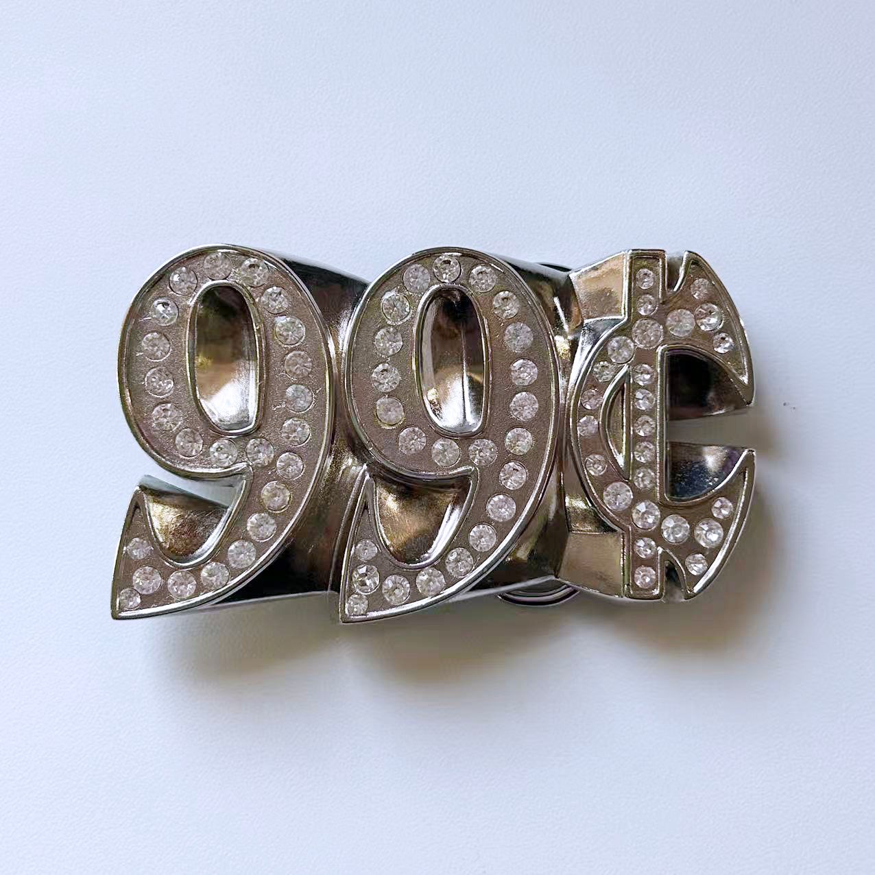 Bright Silver Rhinestones Dollar Belt Buckle BUCKLE-T157