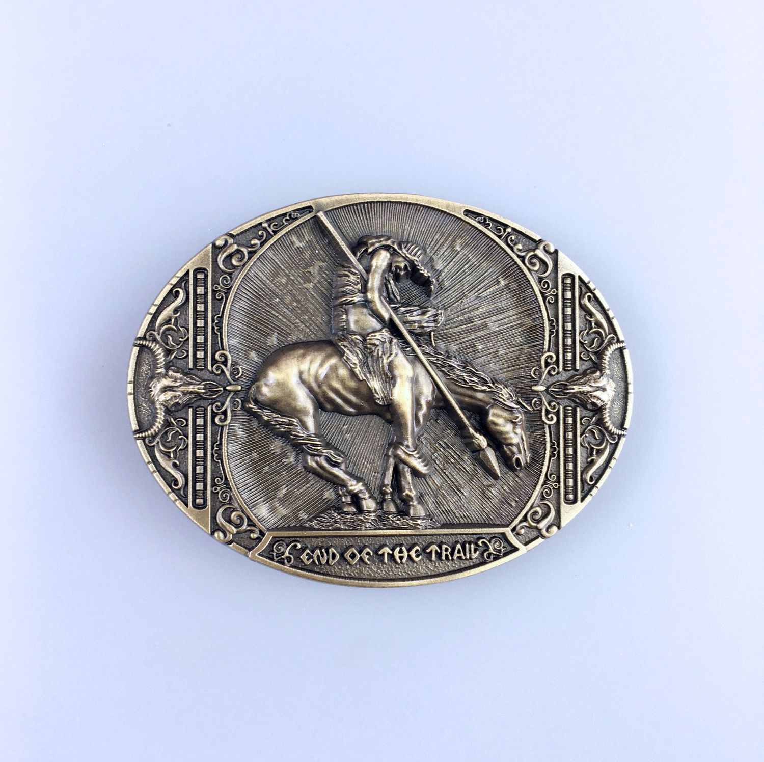 Antique Bronze Plated Rodeo Cowboy Western Oval Belt Buckle Hebilla Boucle de Ceinture WT113AB