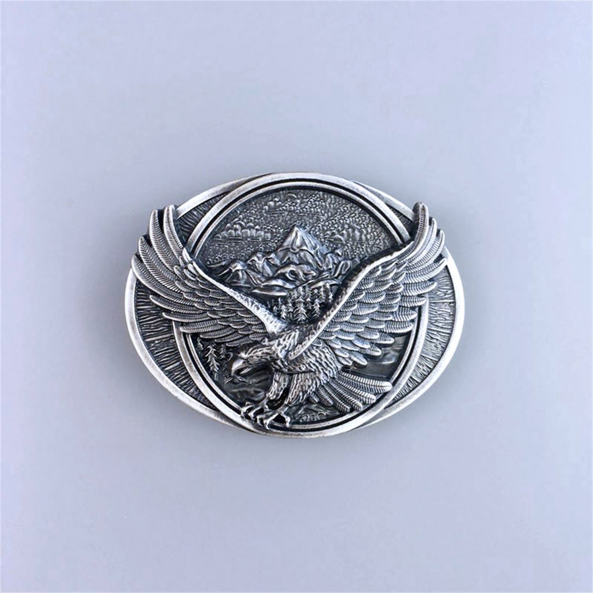 Vintage Silver Plated Western Wildlife Cowboy Cowgirl Oval Belt Buckle Hebilla BUCKLE-WT095SL