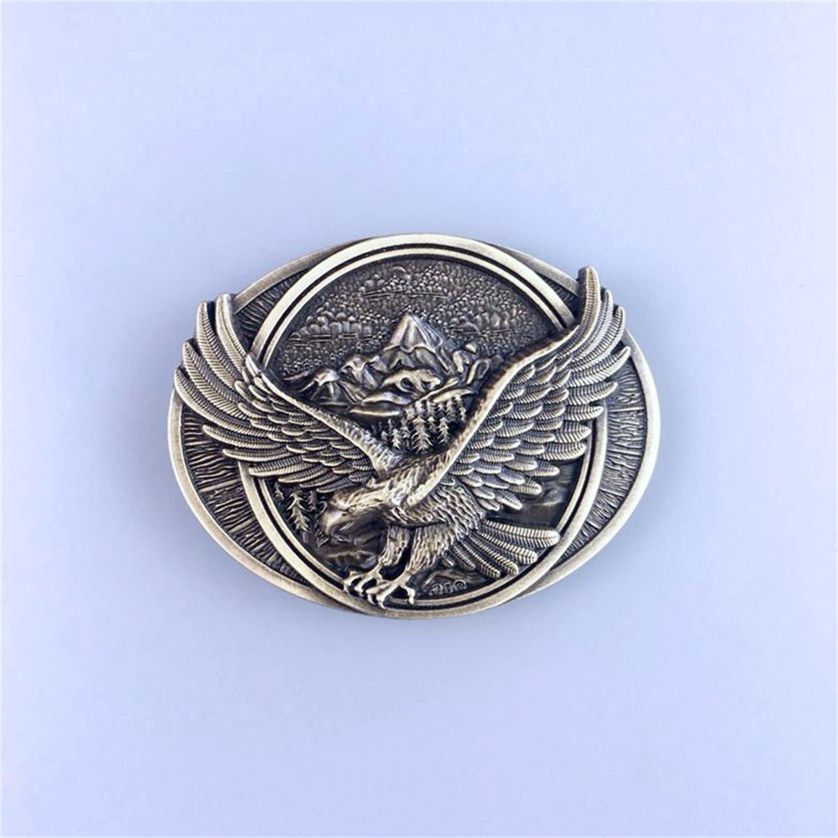 Antique Bronze Plated Western Wildlife Cowboy Cowgirl Oval Belt Buckle Hebilla BUCKLE-WT095AB