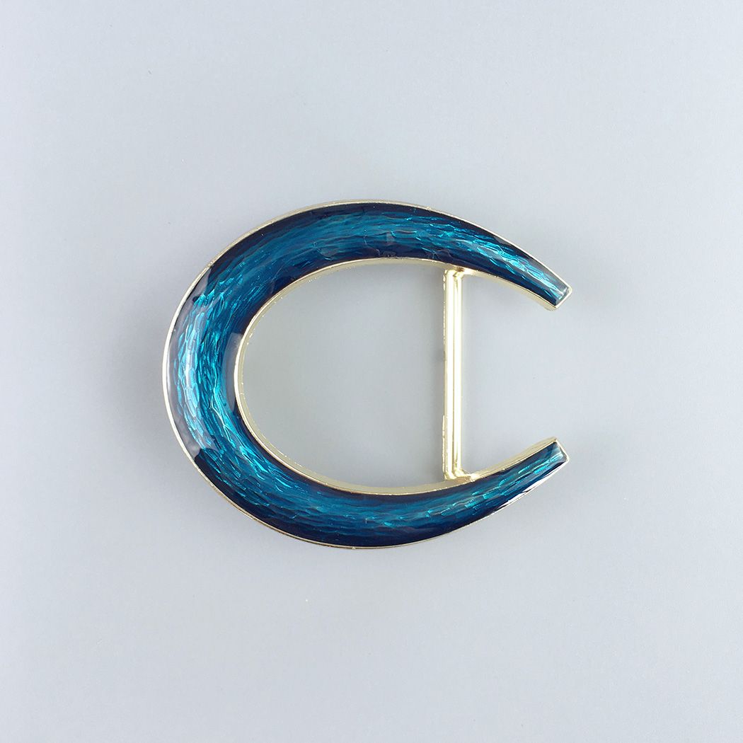 Western Horseshoe Blue Enamel Belt Buckle for 1.38 inch 35mm Belt BUCKLE-WT143BL