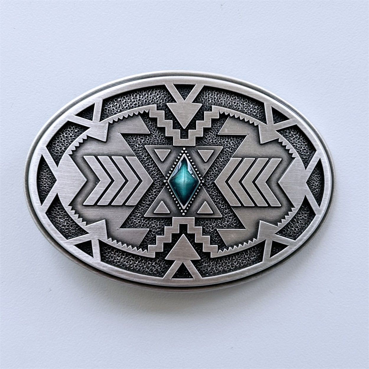 Vintage Style Geometric Patterns Western Cowboy Oval Belt Buckle BUCKLE-WT165SL