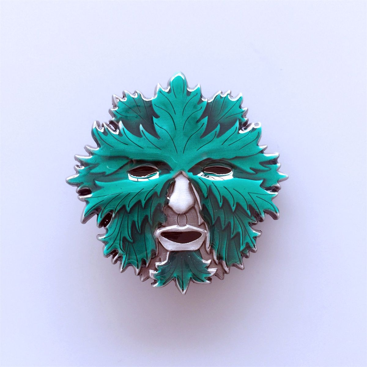 New Vintage Enamel Green Man Face Belt Buckle Gurtelschnalle Boucle de ceinture