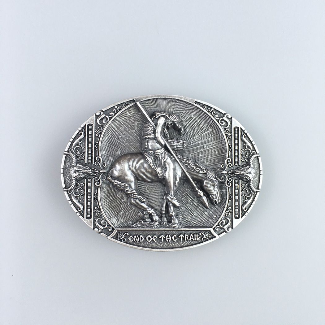 Vintage Silver Plated Rodeo Cowboy Western Oval Belt Buckle Hebilla Boucle de Ceinture WT113SL