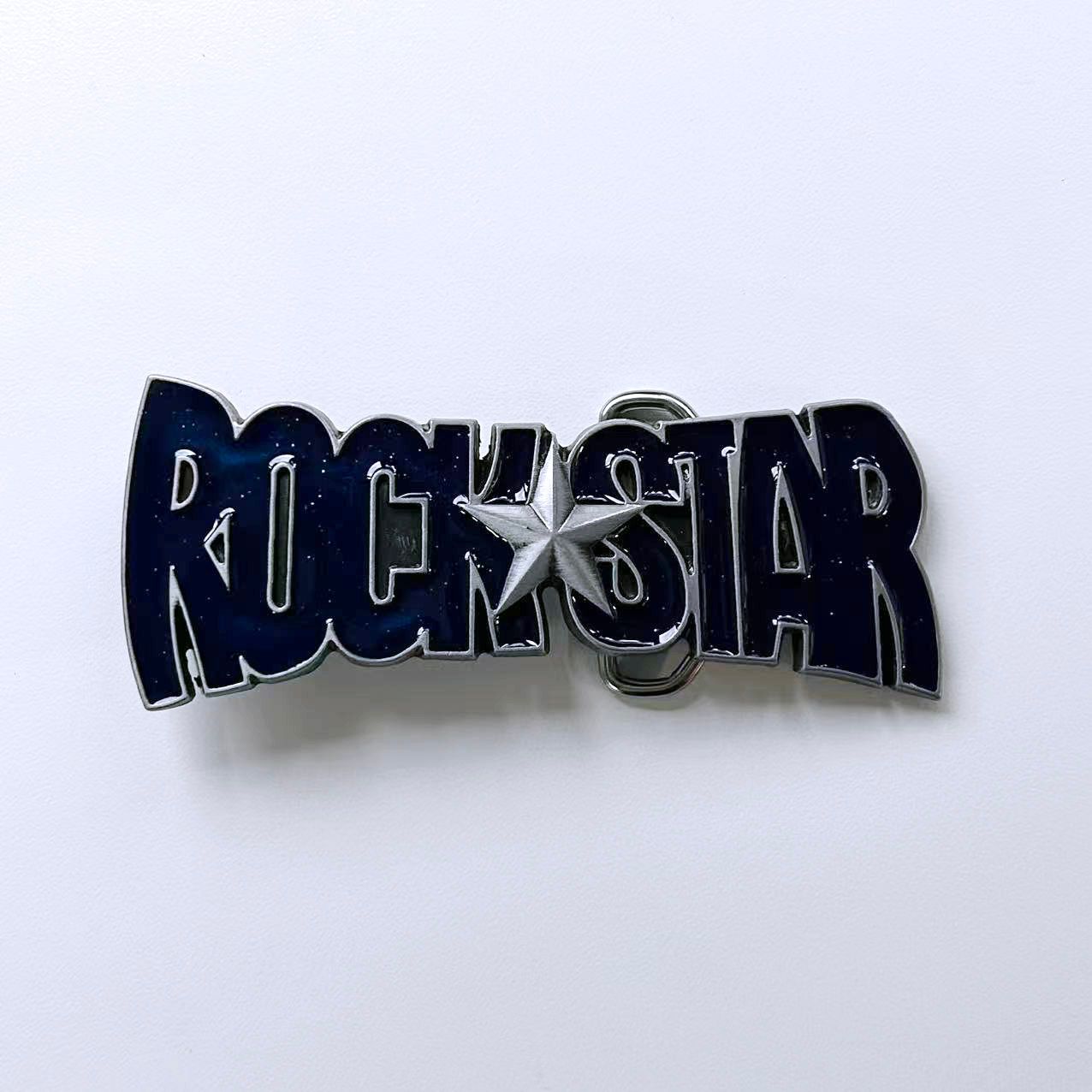 Blue Enamel Star Music Belt Buckle BUCKLE-MU051BL