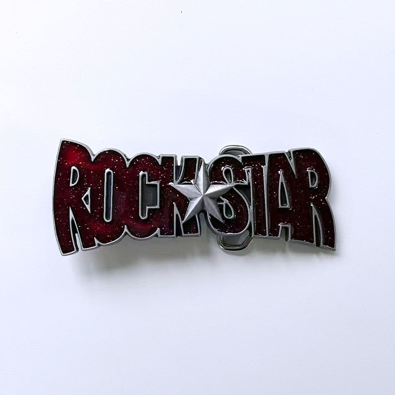 Red Enamel Star Music Belt Buckle BUCKLE-MU051RD