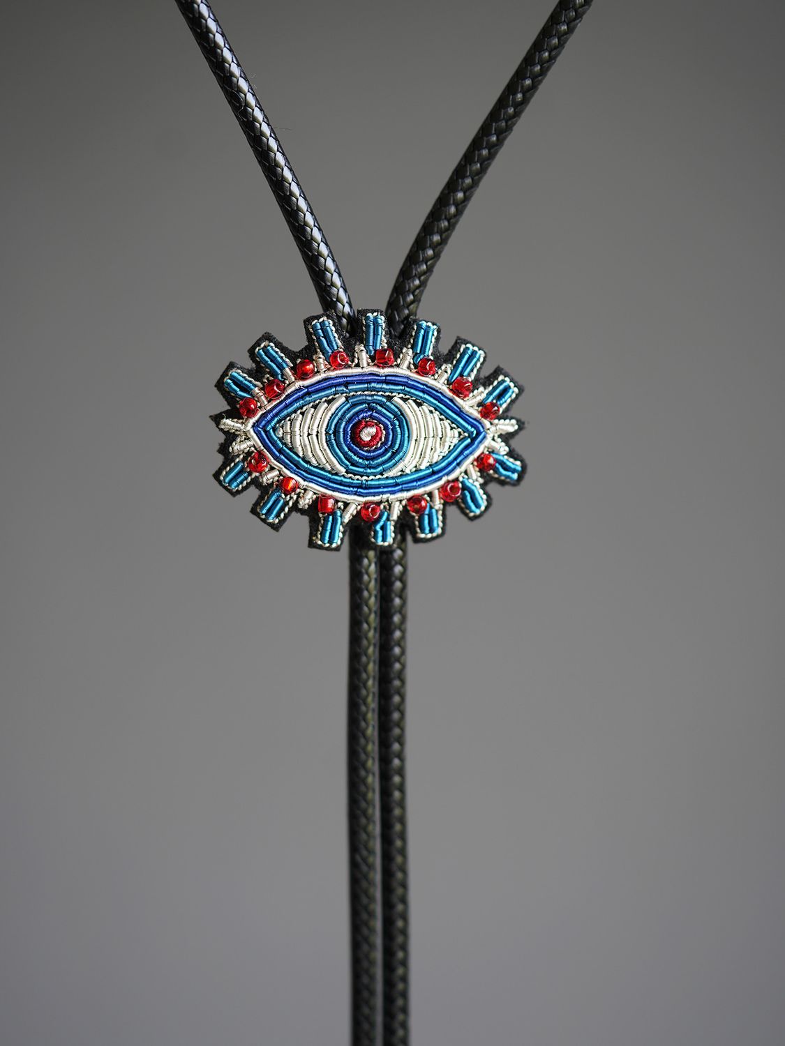 "Guardian Eye" Metal Wire Embroidered Bolo Tie Necklace BOLOTIE-E023