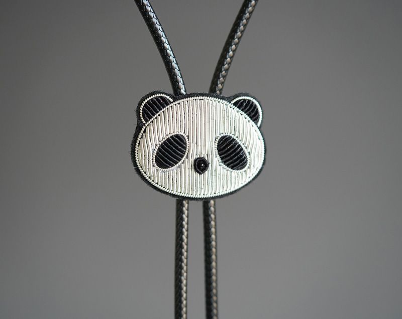 Panda Handmade Embroidered Bolo Tie - Bolo Tie Jewelry - Necklace Decoration BOLOTIE-E020