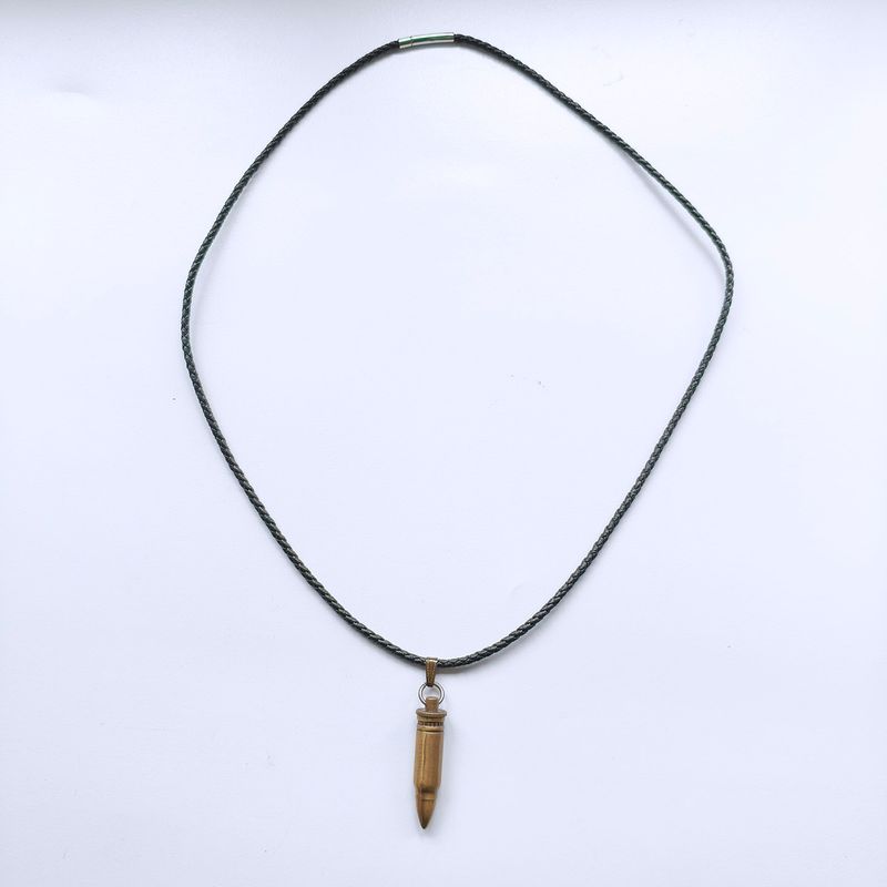 Antique Bronze Cut Out Shape Pendant Charm Braided Leather Necklace NECKLACE-002AB