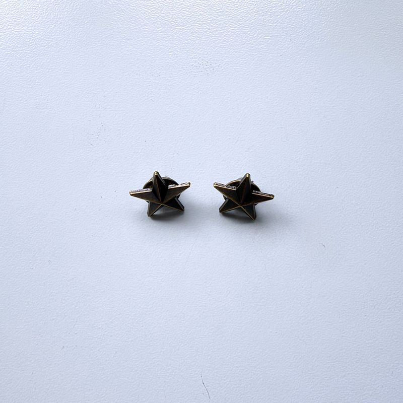 Antique Bronze  Western Star Collar Tip Brooch 1 Pair With Butterfly Clutch CT-MN011AB