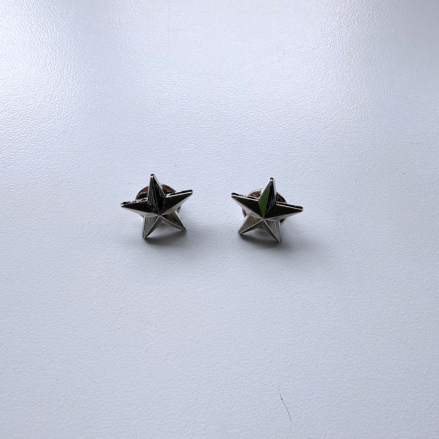 Bright Silver Western Star Collar Tip Brooch 1 Pair With Butterfly Clutch CT-MN011BR