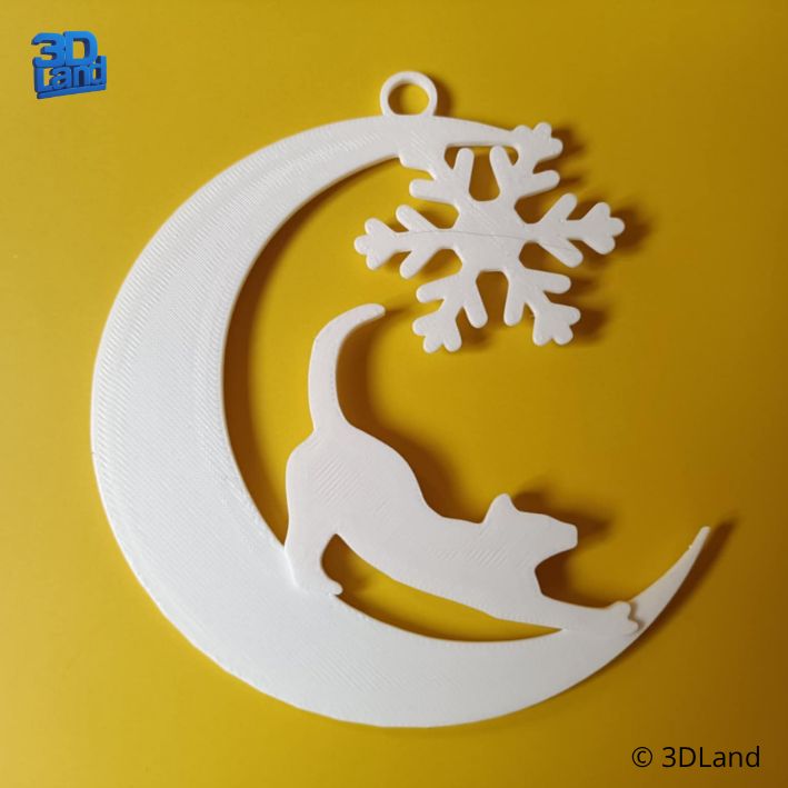 Kotek z wygiętym grzbietem i śnieżynka