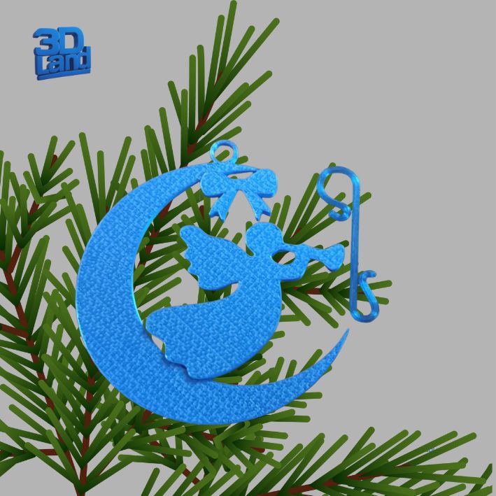 Aniołek z trąbka i kokardką Zimowy błękit