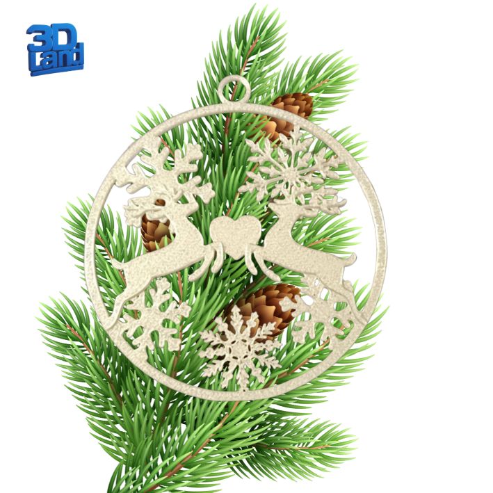 Bombka Zawieszka dwa renifery z serduszkiem