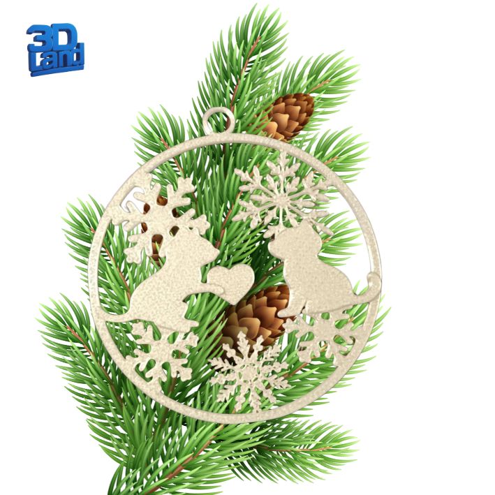 Bombka Zawieszka Dwa kotki i serduszko