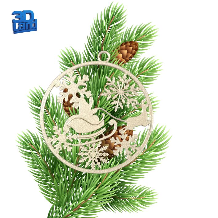 Bombka Zawieszka Mikołaj w saniach i Renifer