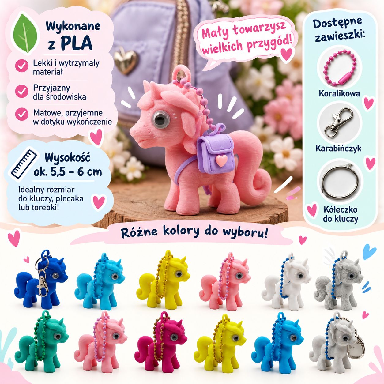 Breloczek do kluczy i plecaka Jednorożec Ponny