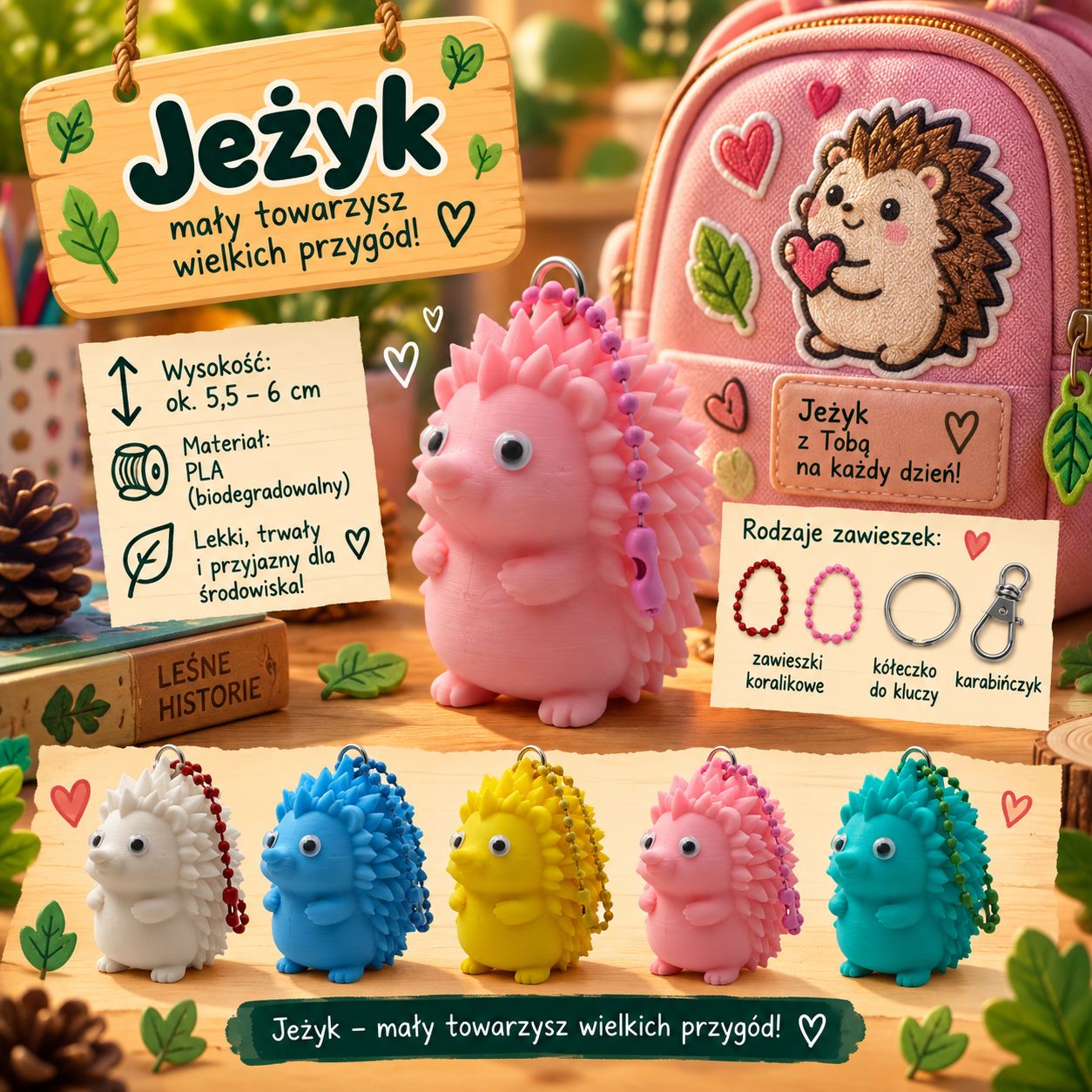 Breloczek do kluczy i plecaka Jeżyk