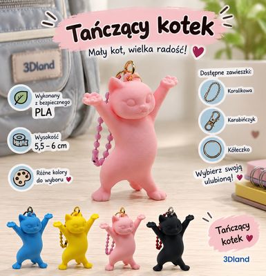Breloczek do kluczy i plecaka Tańczący Kotek