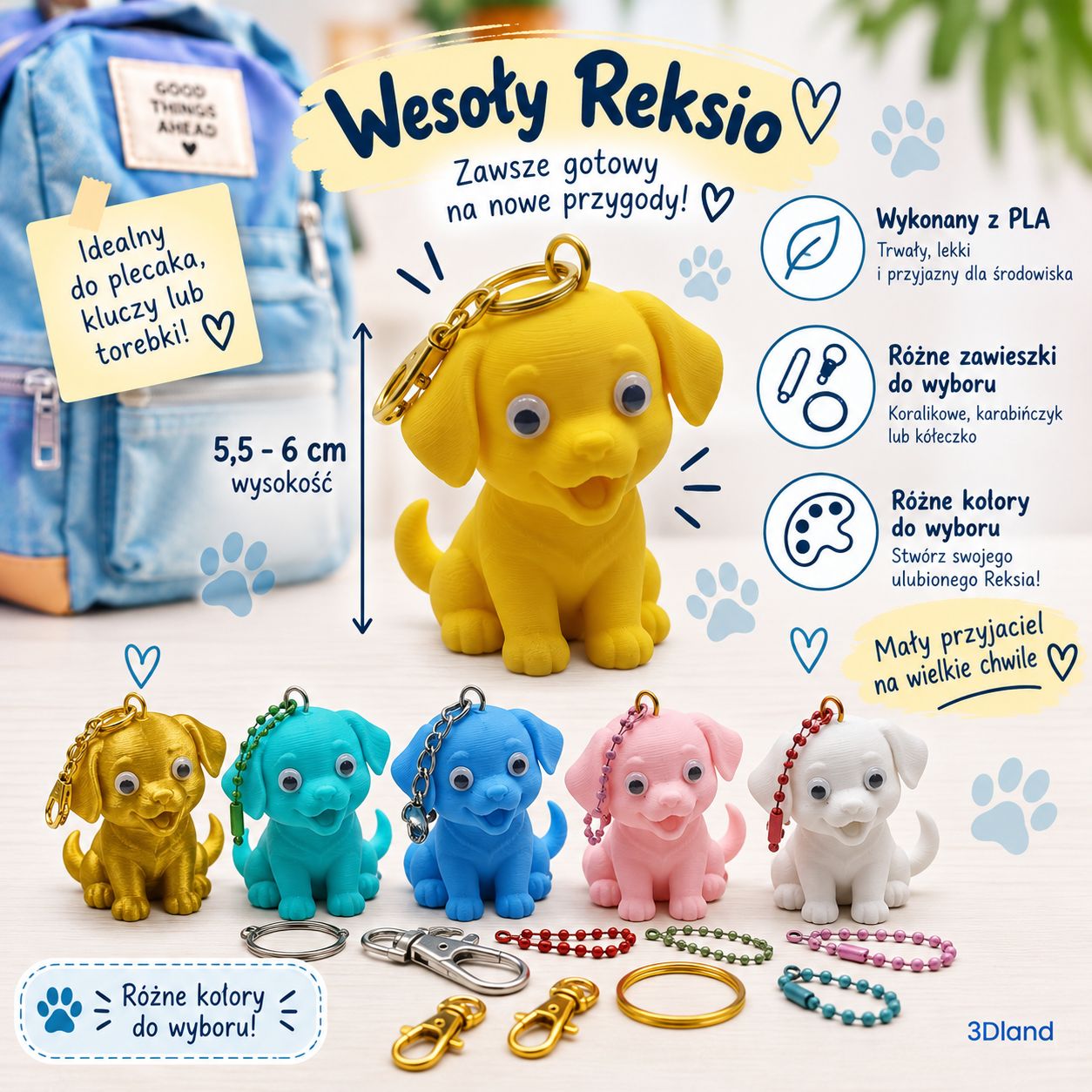 Breloczek do kluczy i plecaka piesek Wesoły Reksio