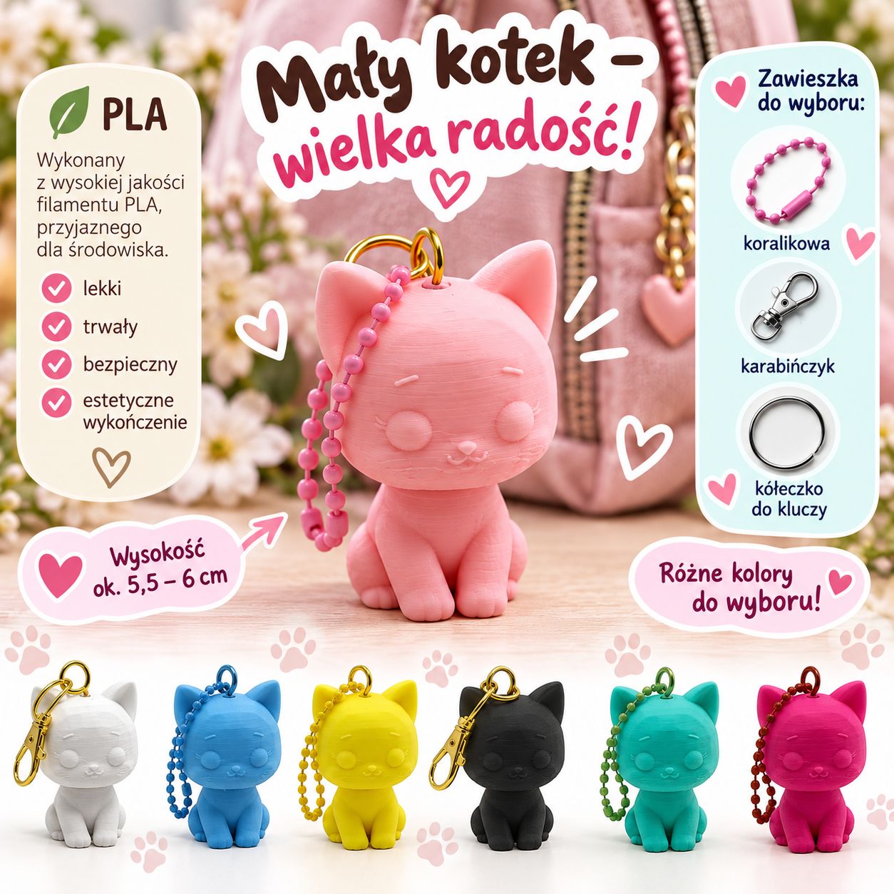 Breloczek do kluczy i plecakakotek Filemonek
