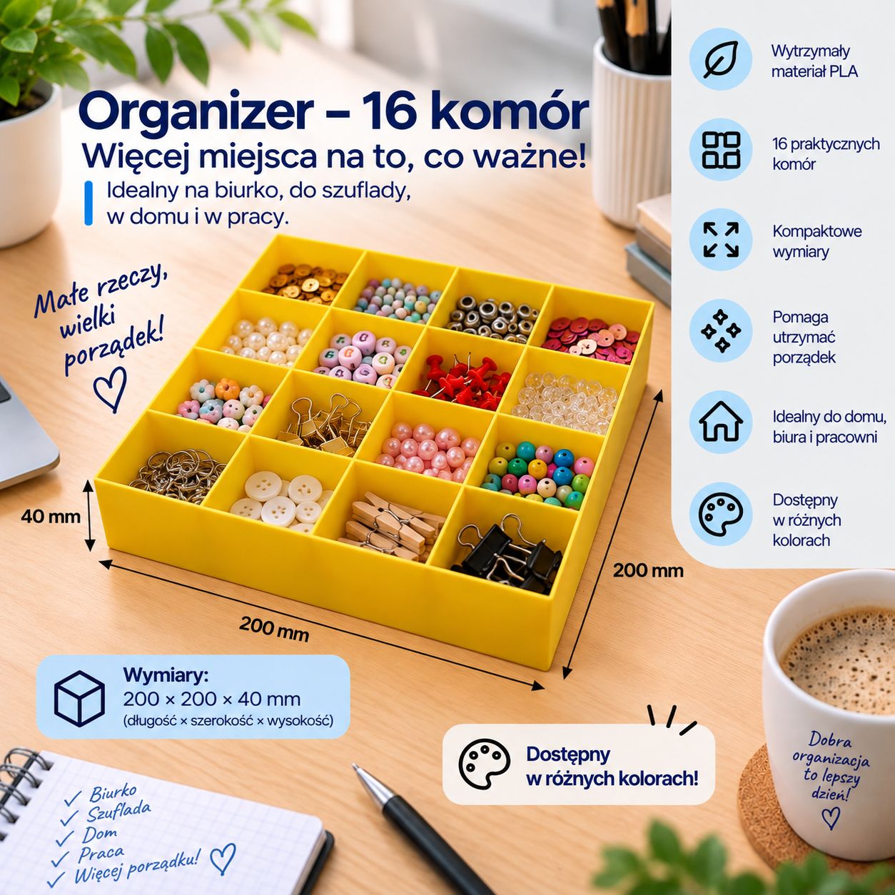 Organizer na drobiazgi i małe elementy 16 przegródek Organizer na drobiazgi i małe elementy 16 przegródek