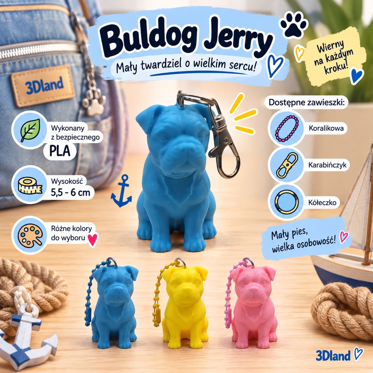 Breloczek do kluczy i plecaka Buldog Jerry