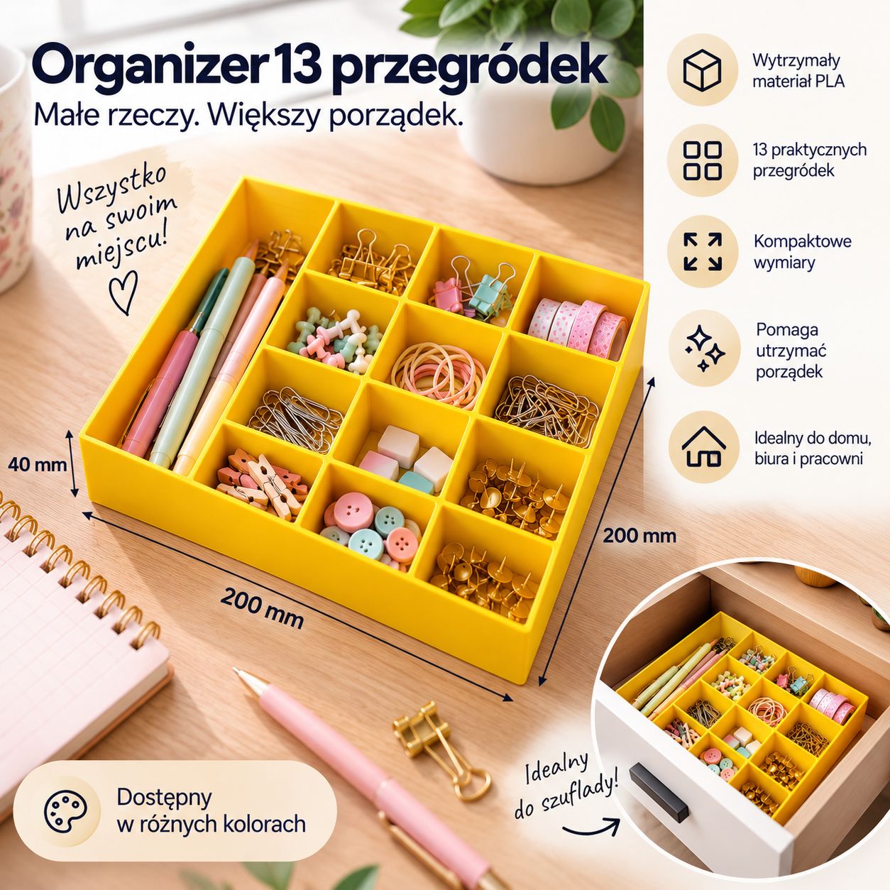 Organizer na drobiazgi i małe elementy 13 przegródek Organizer na drobiazgi i małe elementy 13 przegródek