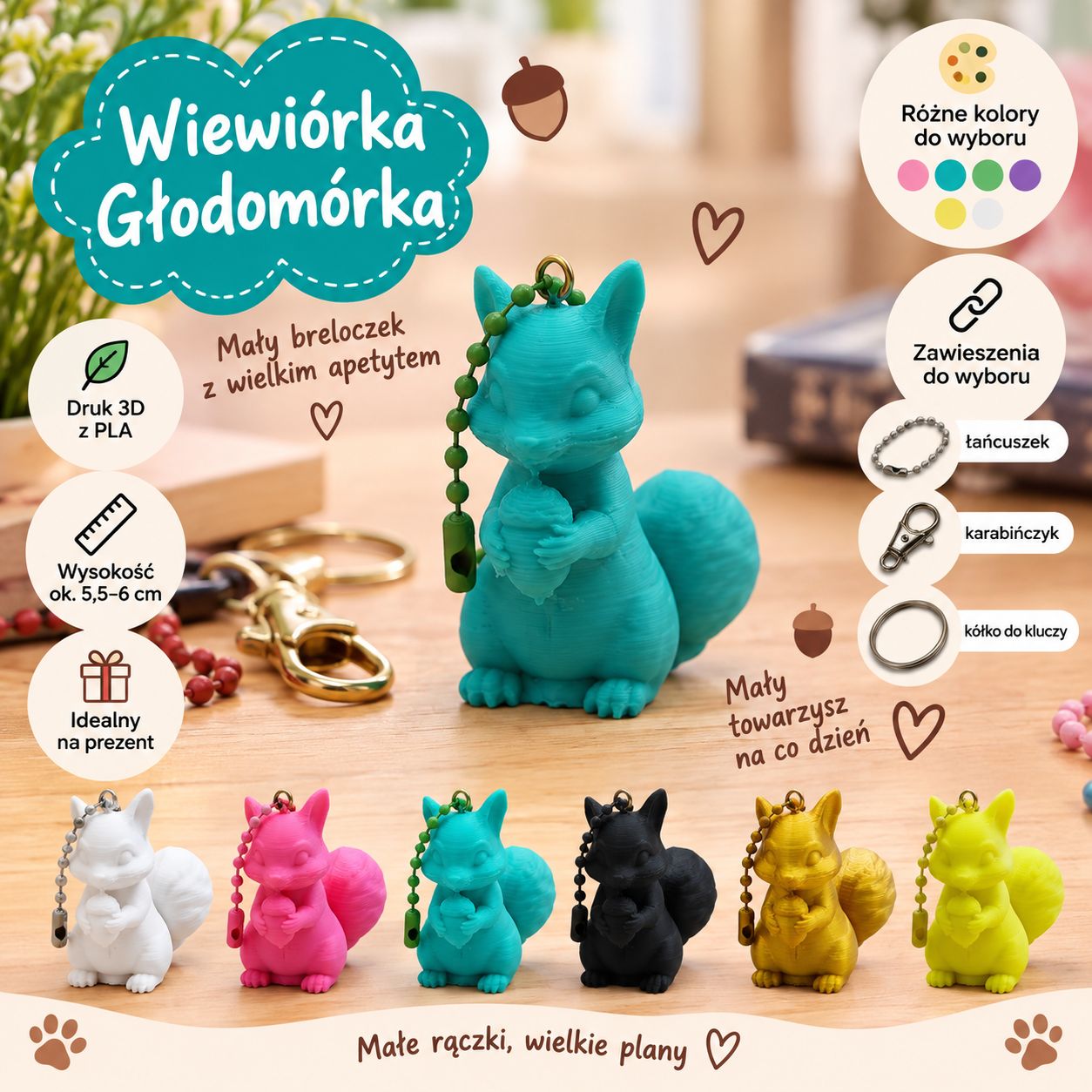 Breloczek do kluczy i plecaka Wiewiórka Głodomórka