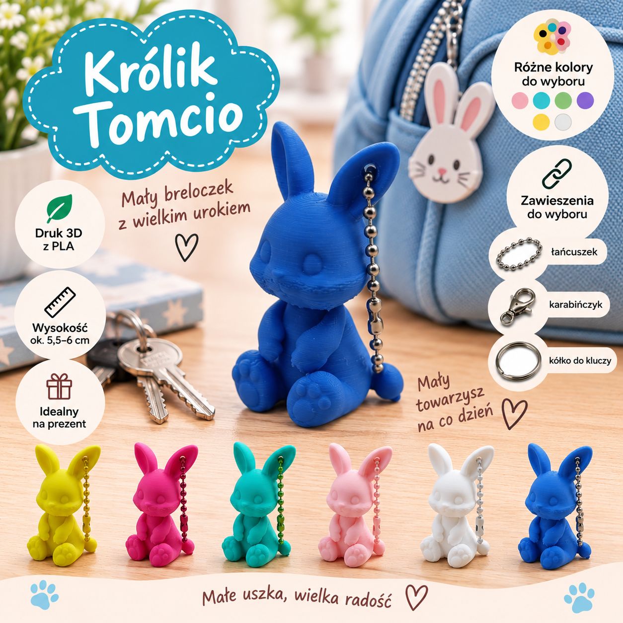 Breloczek do kluczy i plecaka Królik Tomcio