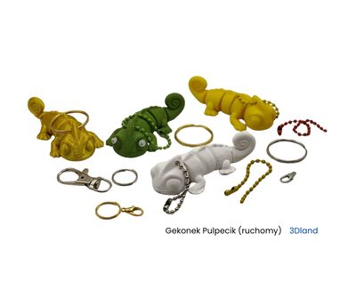 Gekonek Pulpecik (ruchomy) - Nowoczesny brelok 3D – projekt na zamówienie