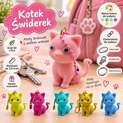 Breloczek do kluczy i plecaka Kotek Świderek