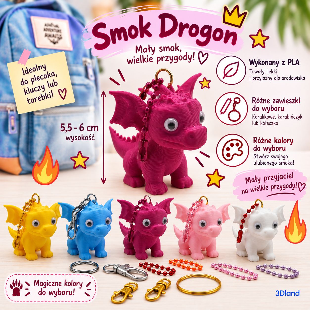 Breloczek do kluczy i plecaka Smok Drogon