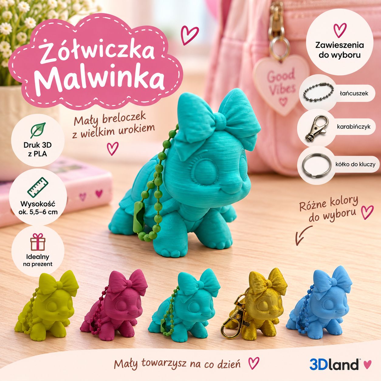 Breloczek do kluczy i plecaka Żółwiczka Malwinka