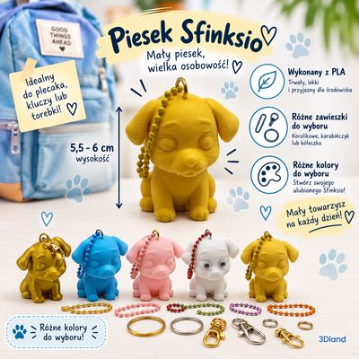 Breloczek do kluczy i plecaka Piesek Sfinksio