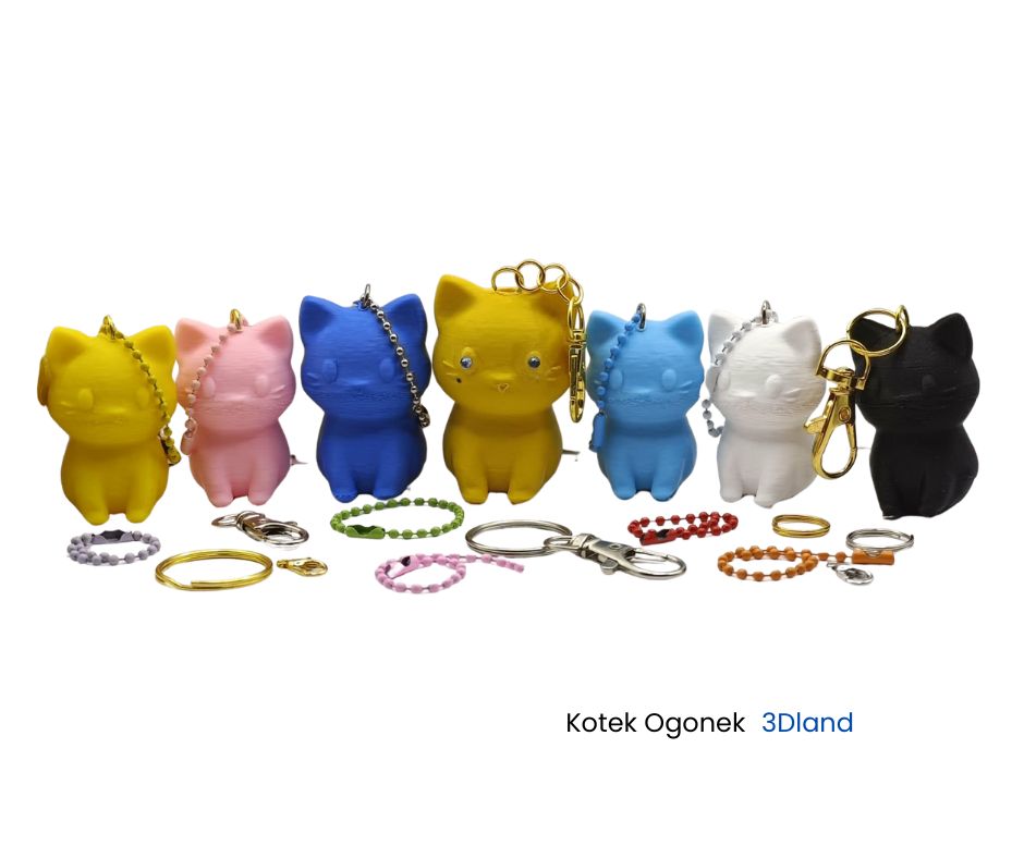 Kotek Ogonek - Nowoczesny brelok 3D – projekt na zamówienie