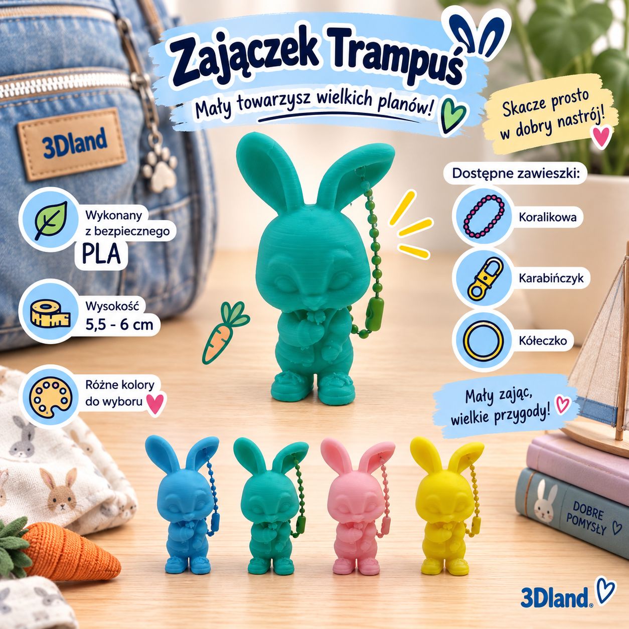 Breloczek do kluczy i plecaka Zajączek Trampuś