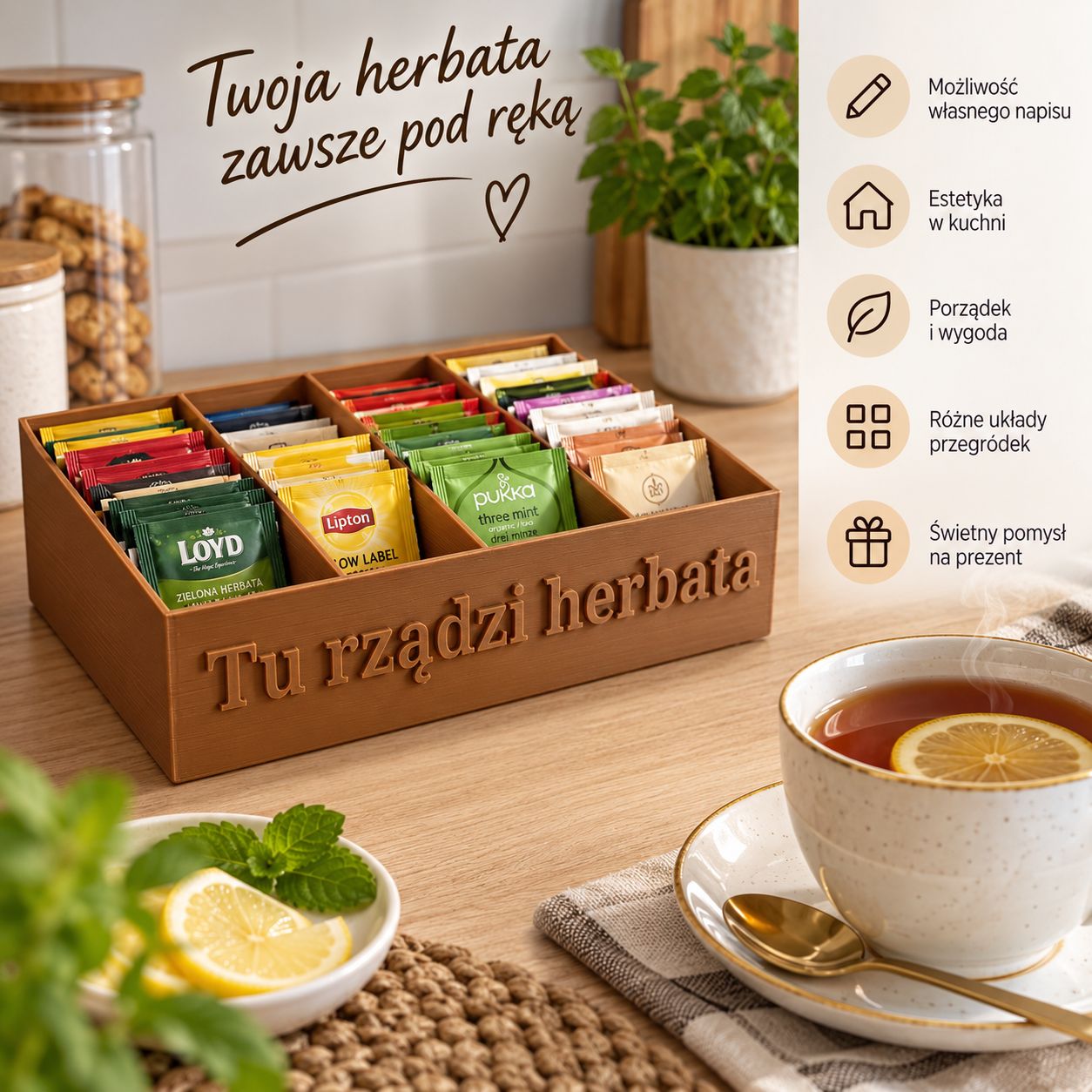 Organizer na herbatę ekspresową personalizowany Organizer na herbatę ekspresową personalizowany