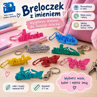 Breloczek z imieniem dla dziecka – do plecaka lub kluczy