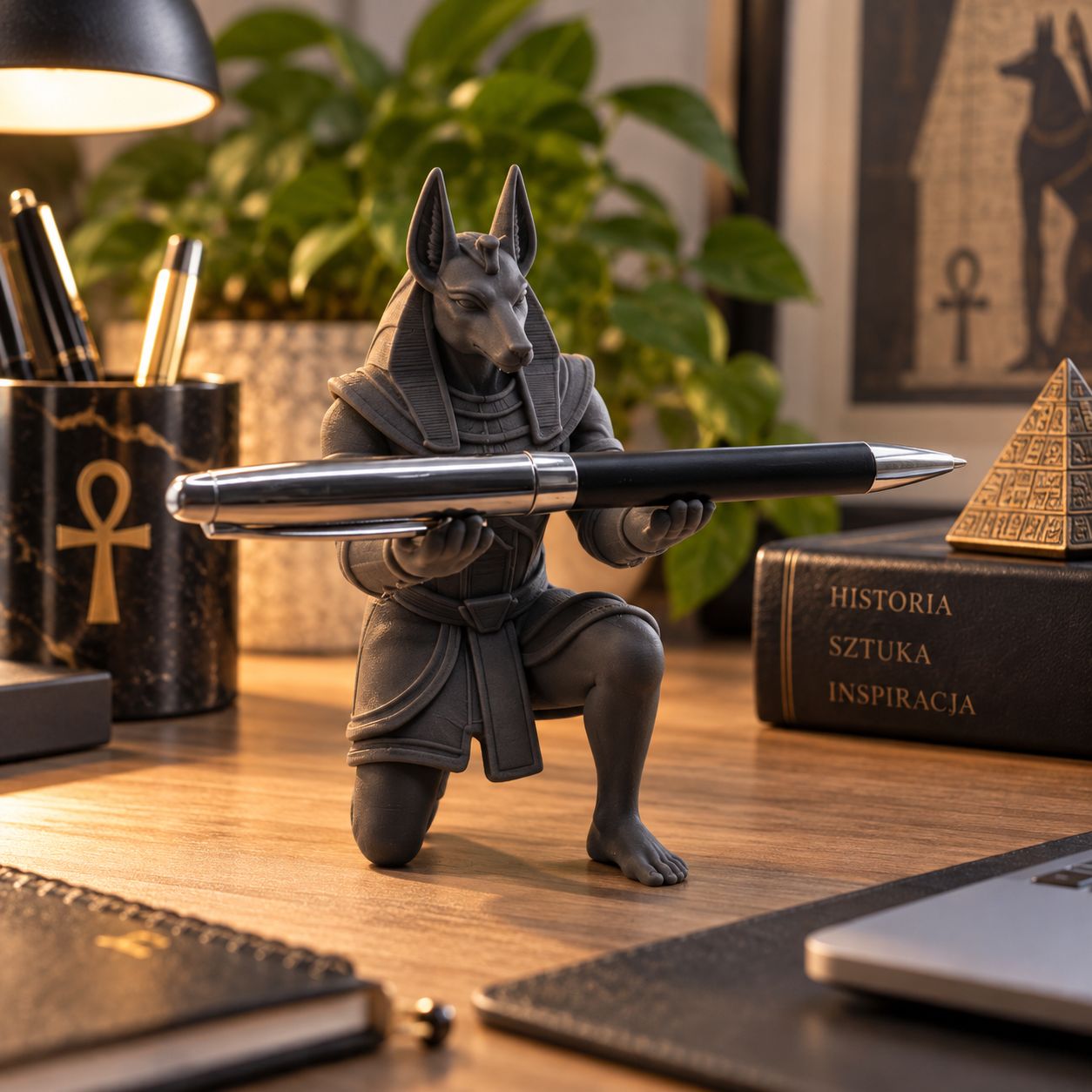 Anubis figurka/stojak na pióro wieczne, długopis.