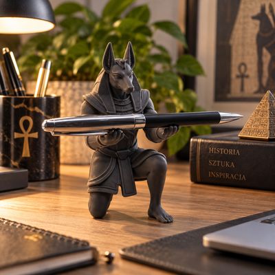 Anubis figurka/stojak na pióro wieczne, długopis.