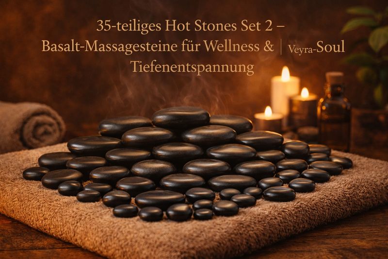 35-teiliges Hot Stones Set 2 – Basalt-Massagesteine für Wellness & Tiefenentspannung | Veyra-Soul